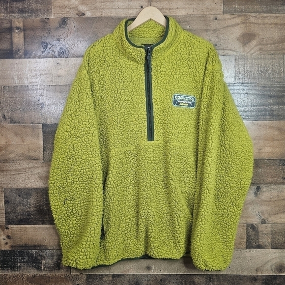 New Converse Green Plush Cozy Hoodie with Logo Patch XXL - Picture 2 of 8